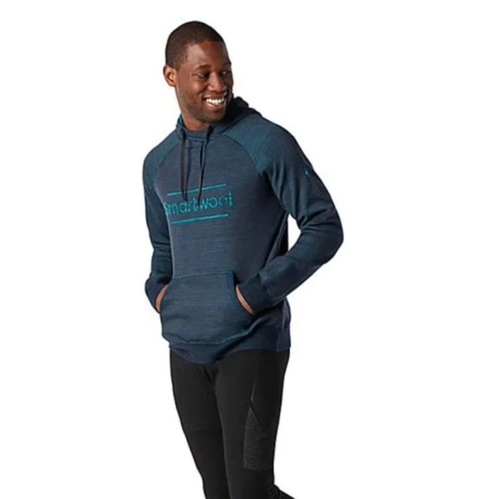 SmartWool Unisex Intraknit Merino Logo Hoodie‎ Drawstring Everglade Size XL